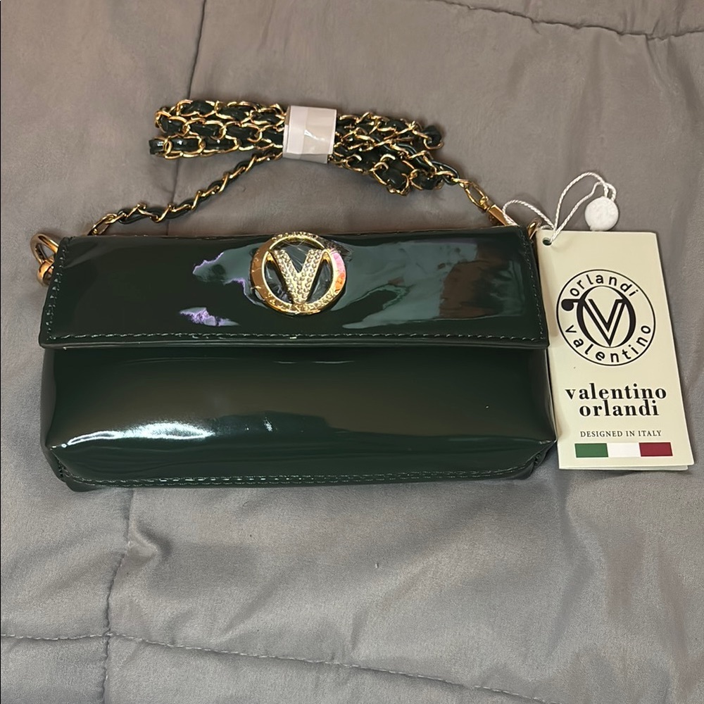 Valentino Orlandi Green Patent Leather Bag